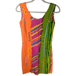 Vintage Jams World Abstract zig zag geometric color block dress size 5